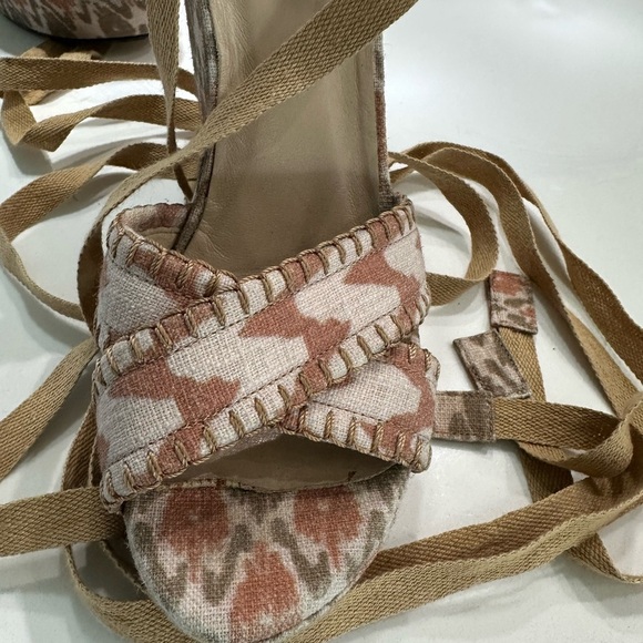 Stuart Weitzman Cream Tan Wedge Sandals - Picture 4 of 5